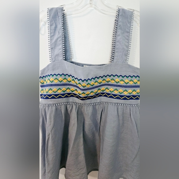 Blu Pepper Sky Blue Elastic Tank Top Women’s Embroidery Size Large - Picture 2 of 12